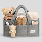 Diaper Caddy Plush Sherpa Adjustable Dividers & Multiple Compartments