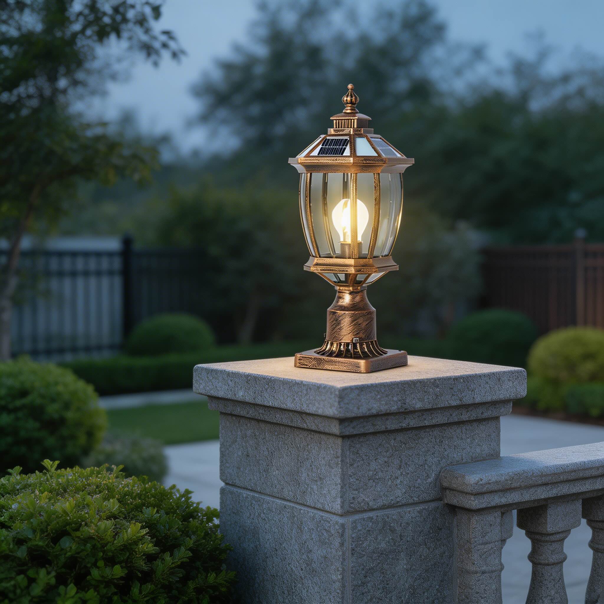 Die-Cast Aluminum Octagonal Solar & Hardwired Outdoor Pillar Light