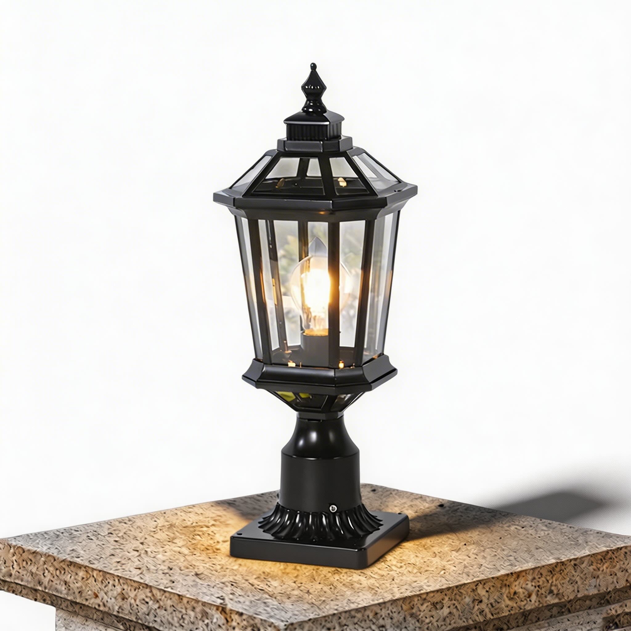 Die-Cast Aluminum Octagonal Solar & Hardwired Outdoor Pillar Light