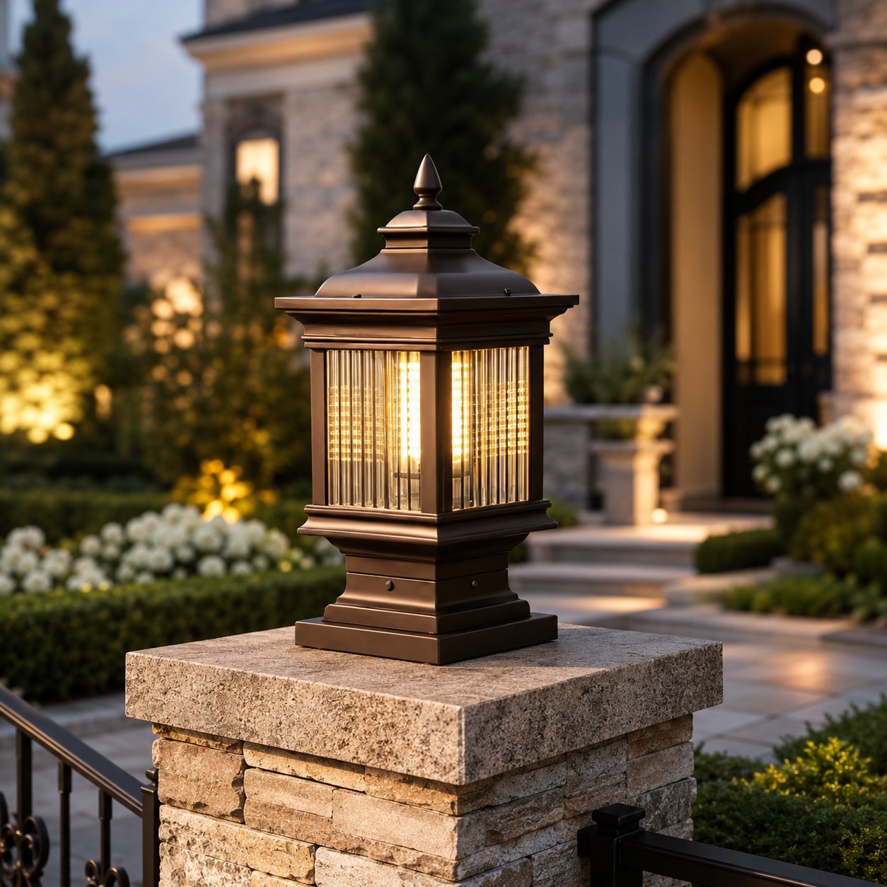 Die-Cast Aluminum Solar & Hardwired Post Cap Light (IP55 Waterproof)