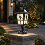 Die-Cast Aluminum Victorian Solar & Hardwired Fence Post Light