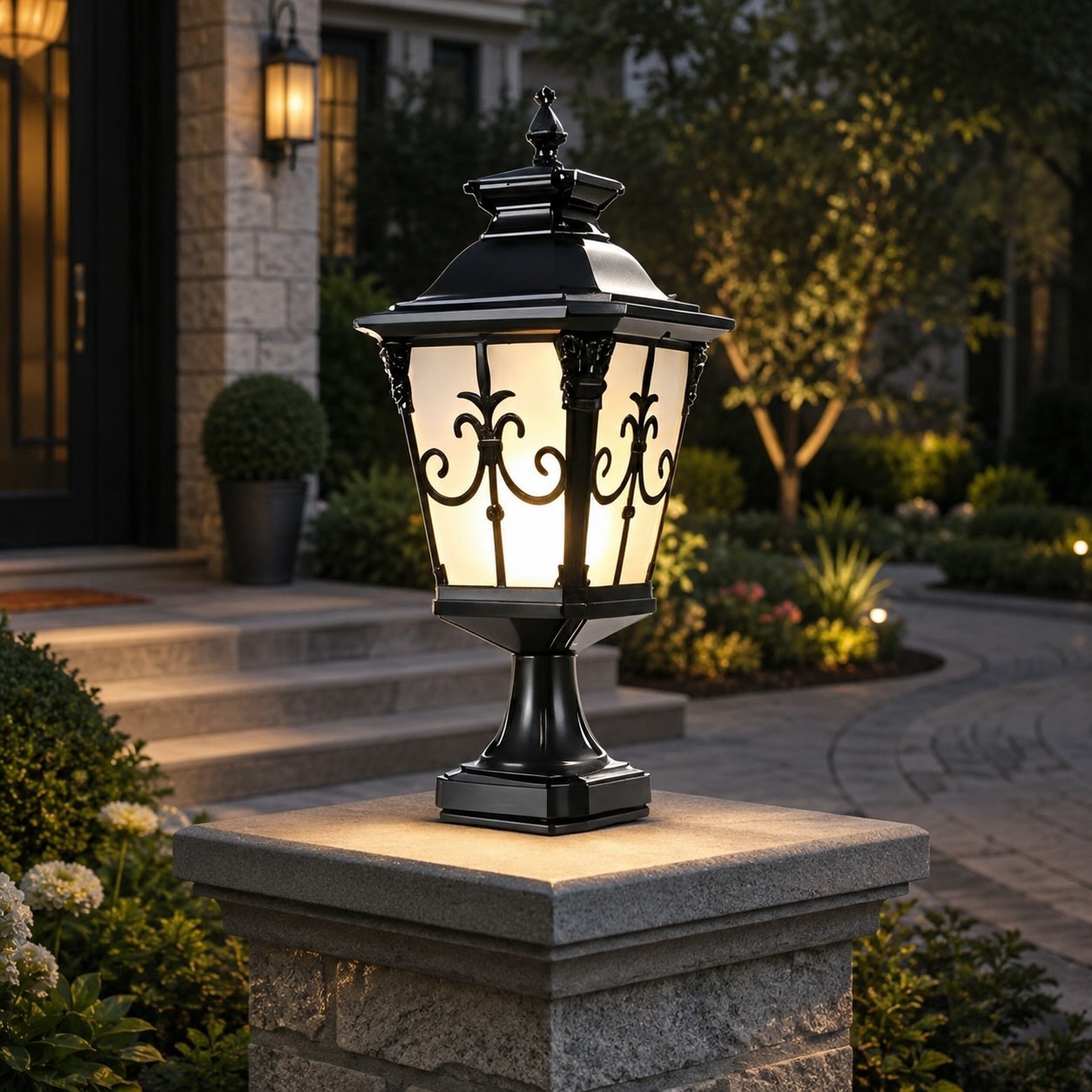 Die-Cast Aluminum Victorian Solar & Hardwired Fence Post Light