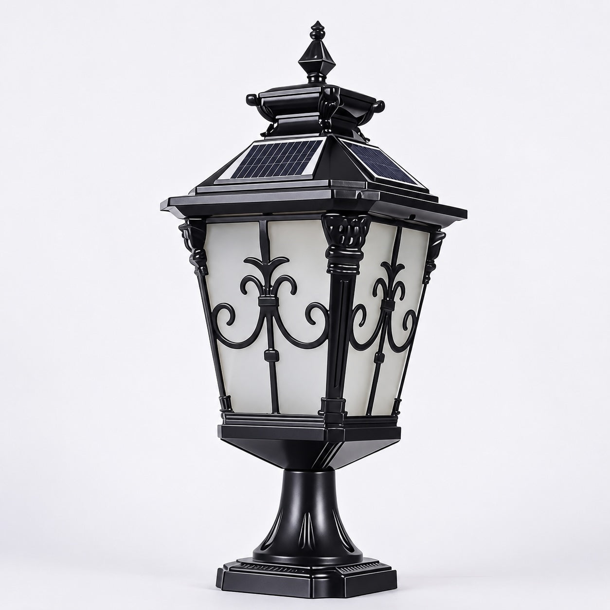 Die-Cast Aluminum Victorian Solar & Hardwired Fence Post Light