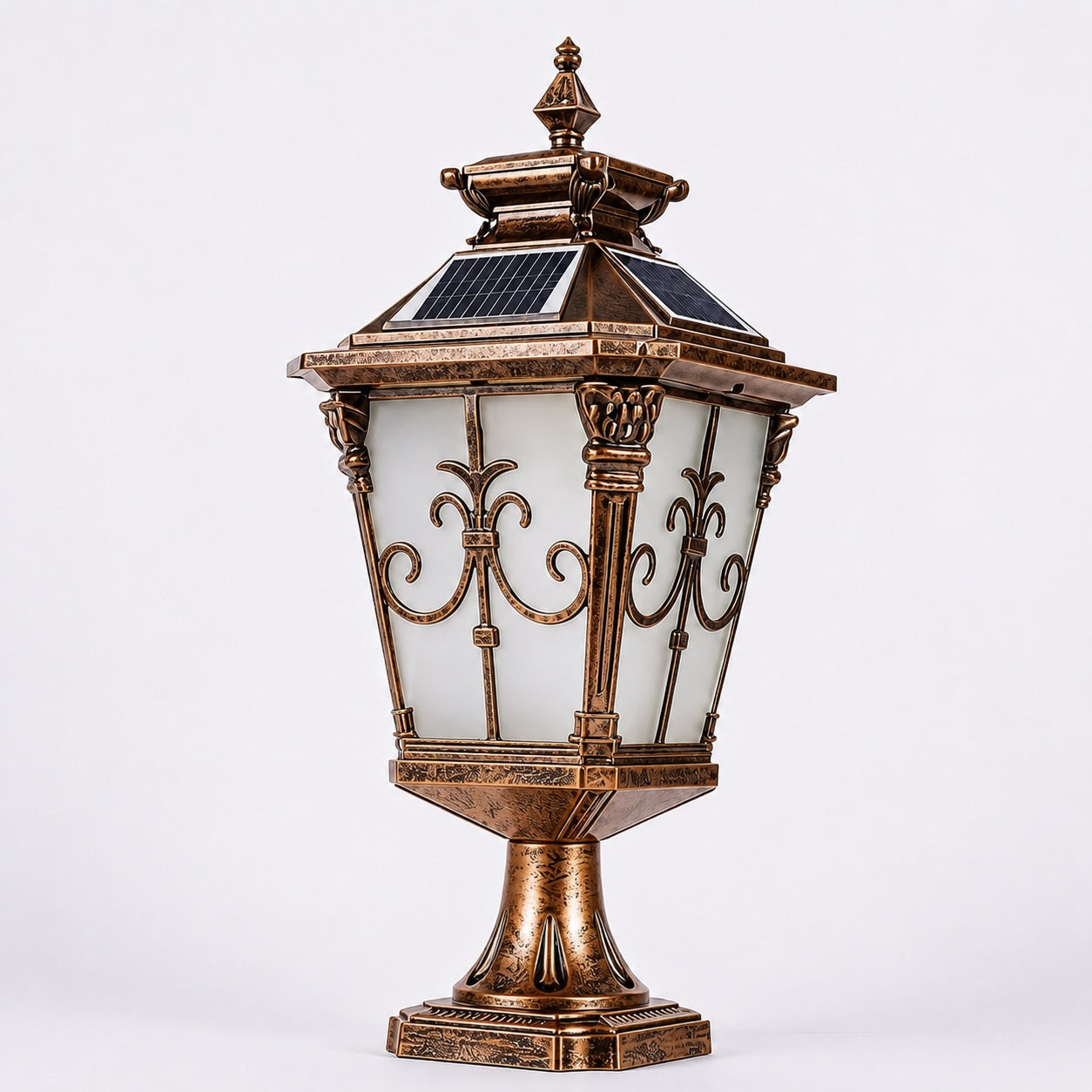 Die-Cast Aluminum Victorian Solar & Hardwired Fence Post Light