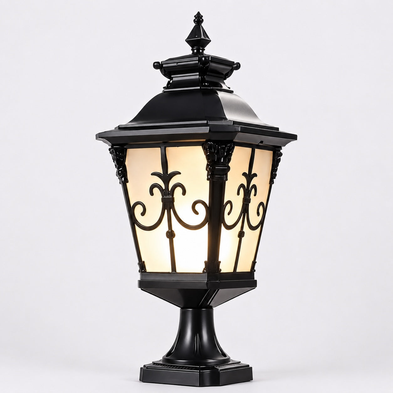 Die-Cast Aluminum Victorian Solar & Hardwired Fence Post Light