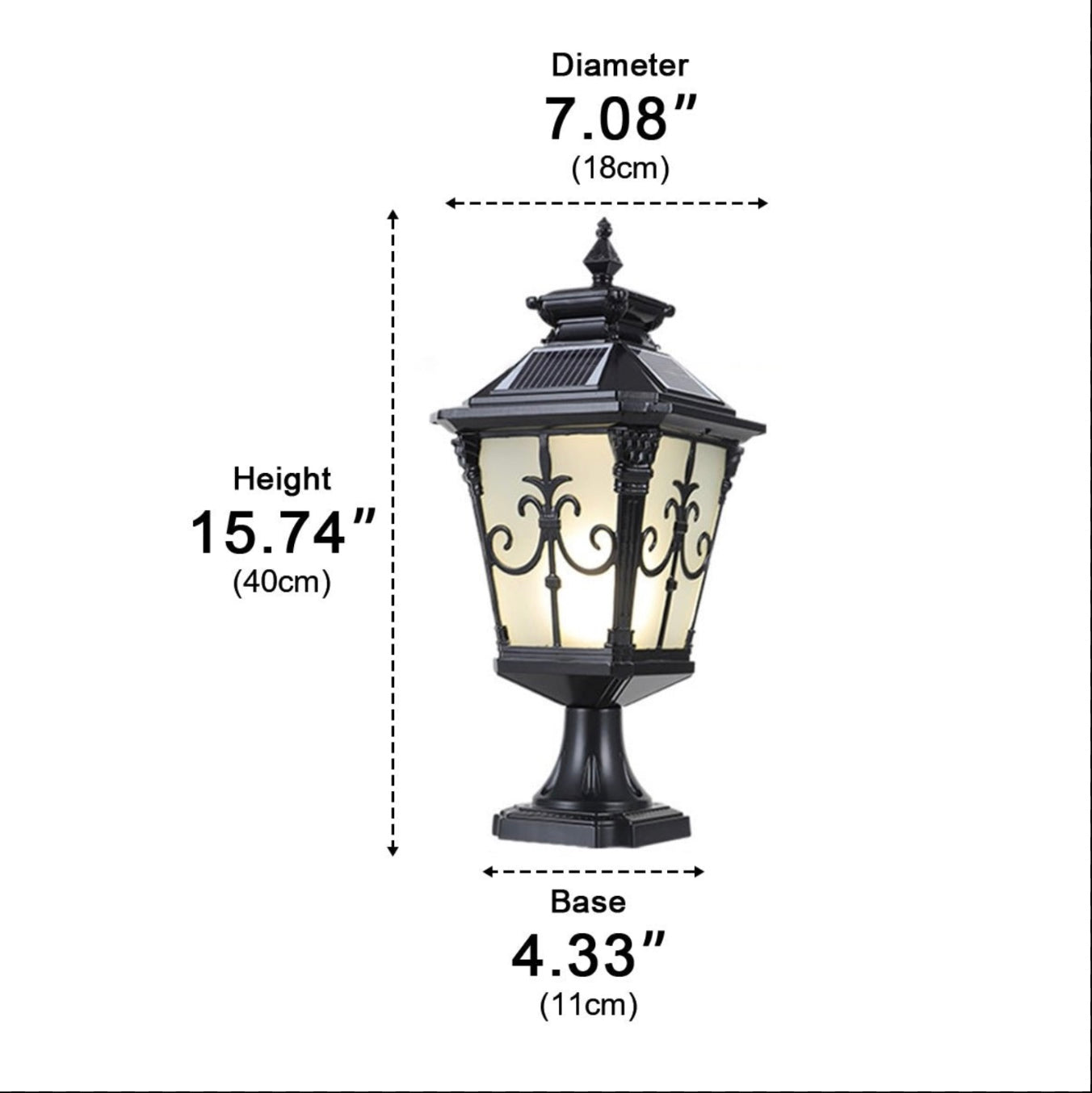 Die-Cast Aluminum Victorian Solar & Hardwired Fence Post Light