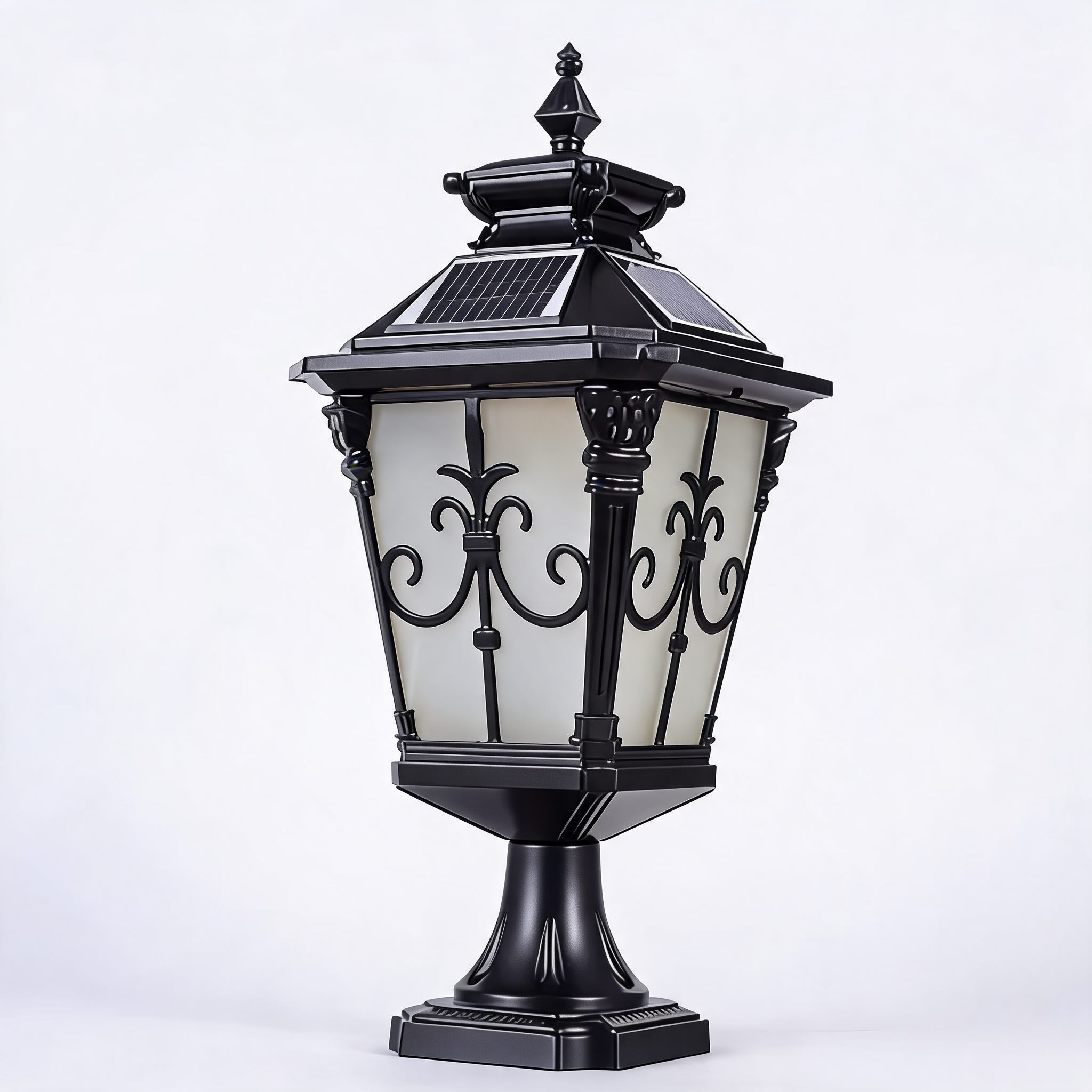 Die-Cast Aluminum Victorian Solar & Hardwired Fence Post Light