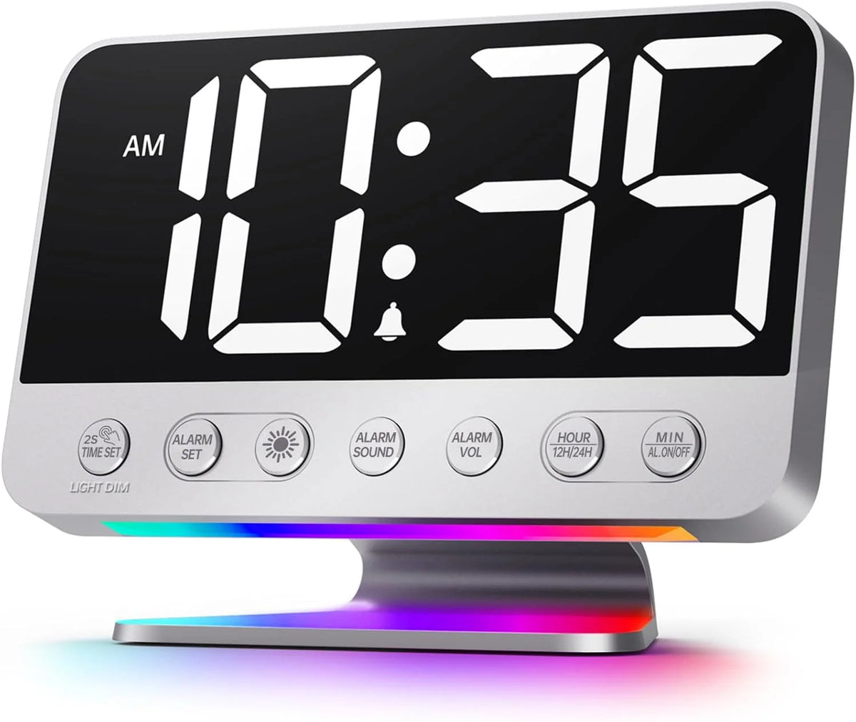 Digital Alarm Clock 2-Inch Display Battery Backup & USB Charging
