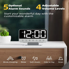 Digital Alarm Clock 2-Inch Display Battery Backup & USB Charging