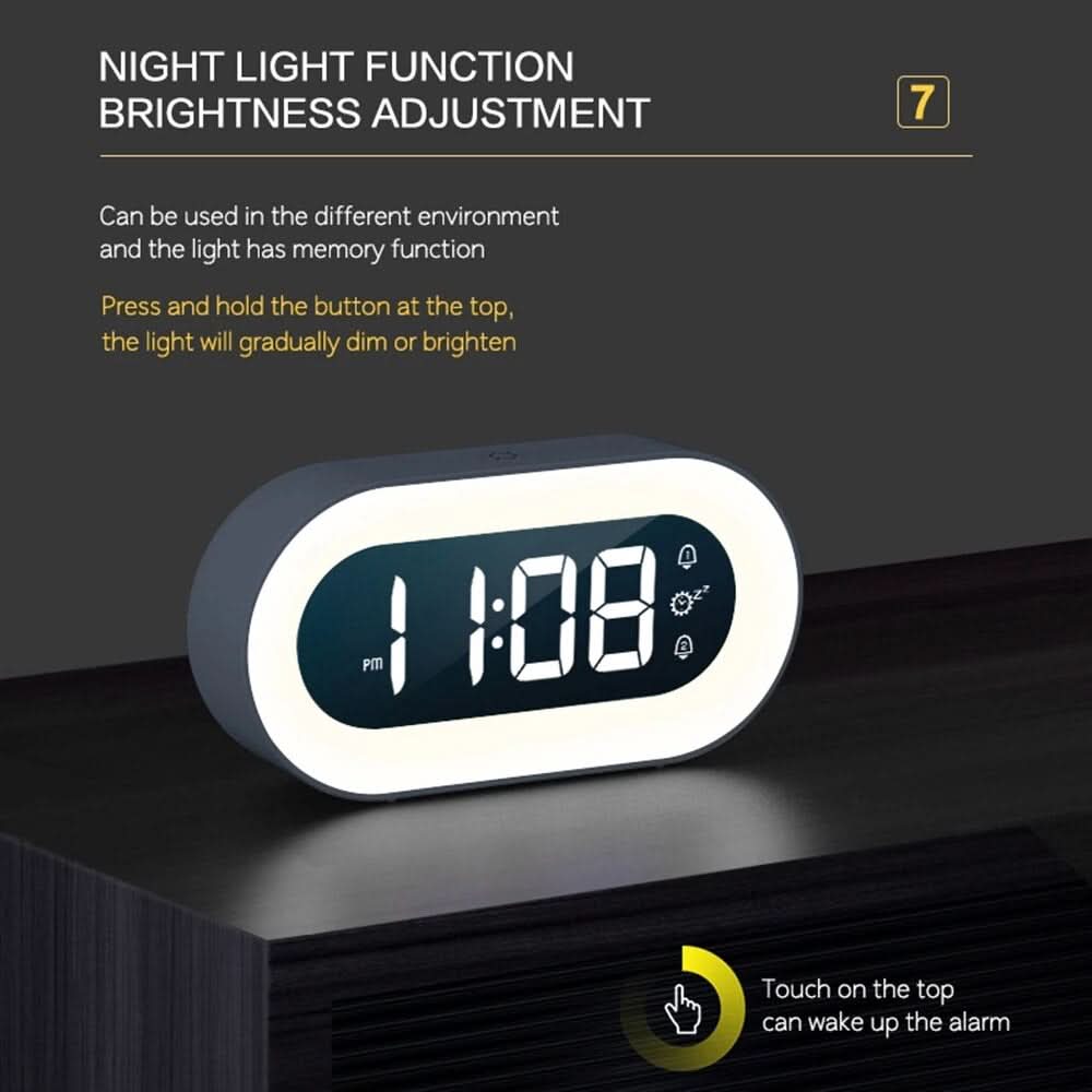 Digital Alarm Clock 5.7-Inch LED Dimmable Warm Night Light
