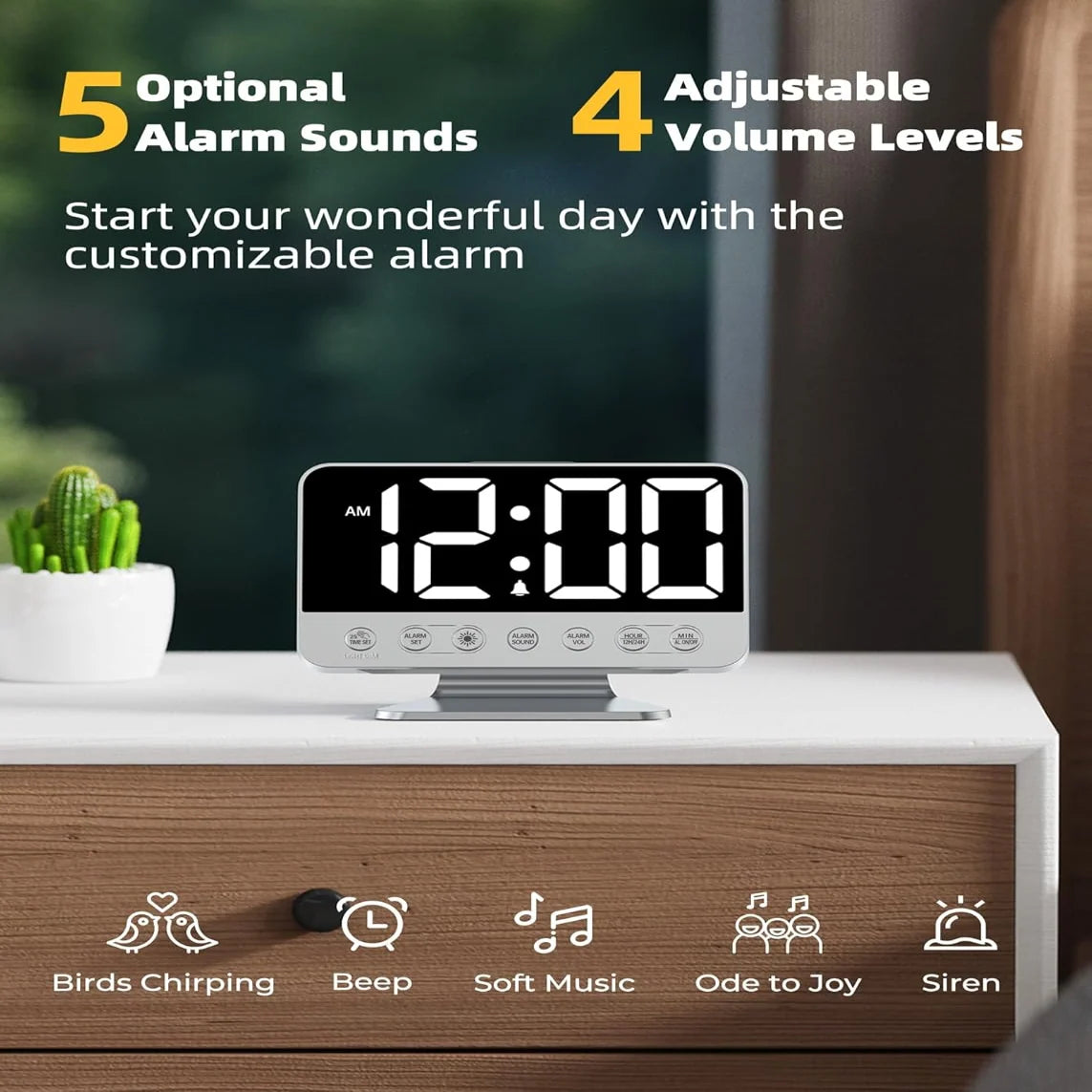 Digital Alarm Clock Battery Backup & Phone Charger