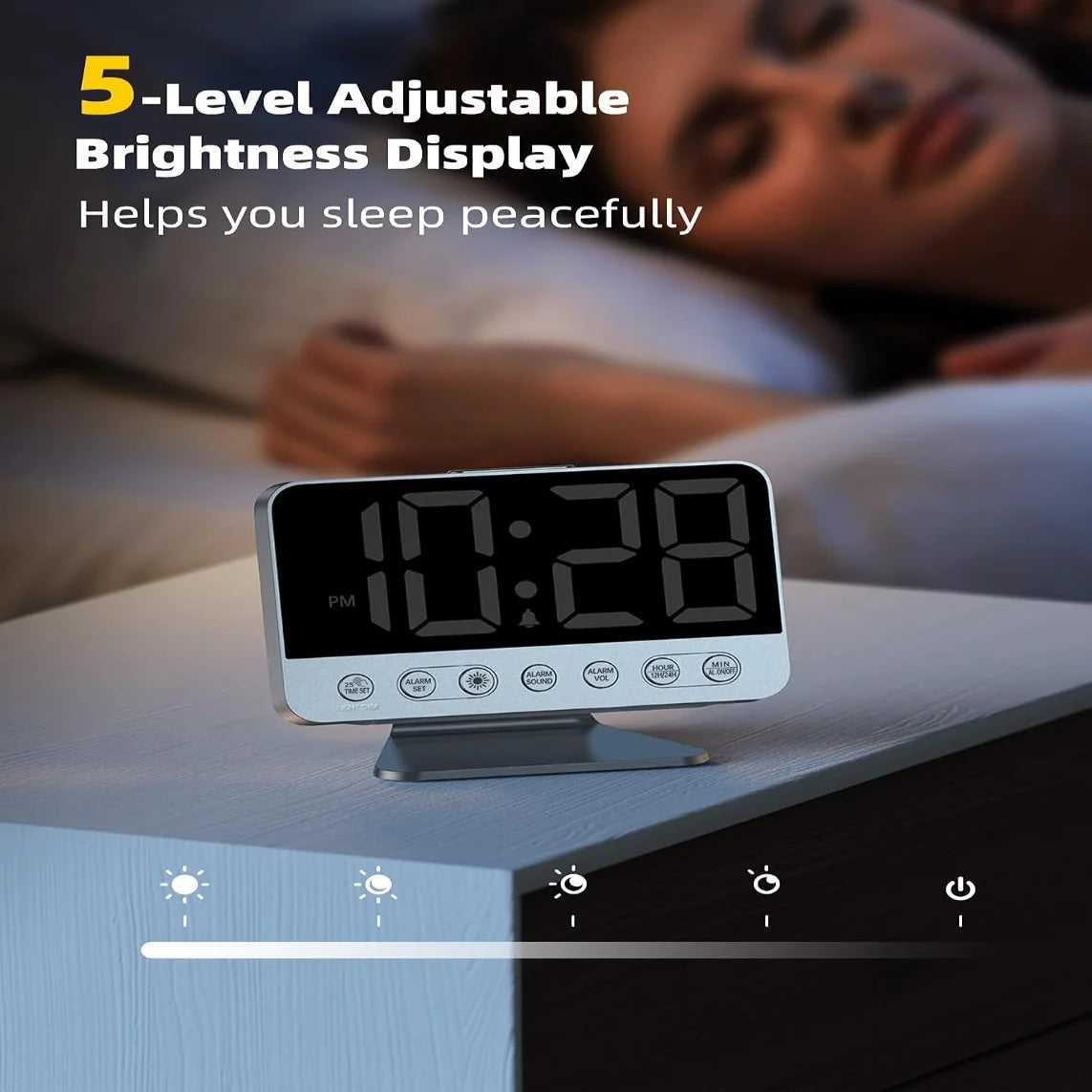 Digital Alarm Clock Battery Backup & Phone Charger