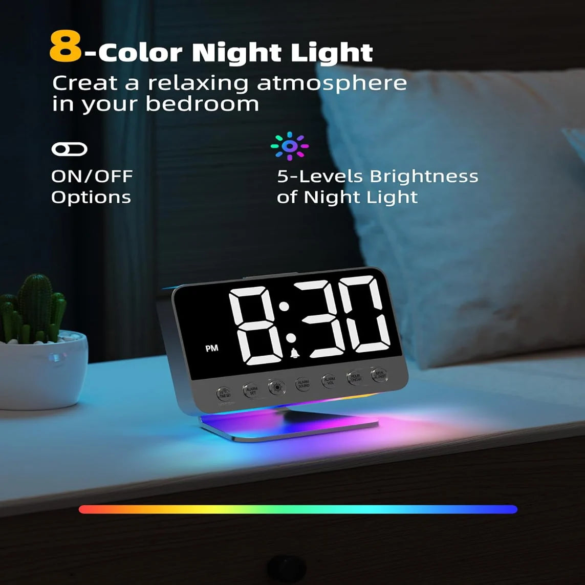 Digital Alarm Clock Battery Backup & Phone Charger
