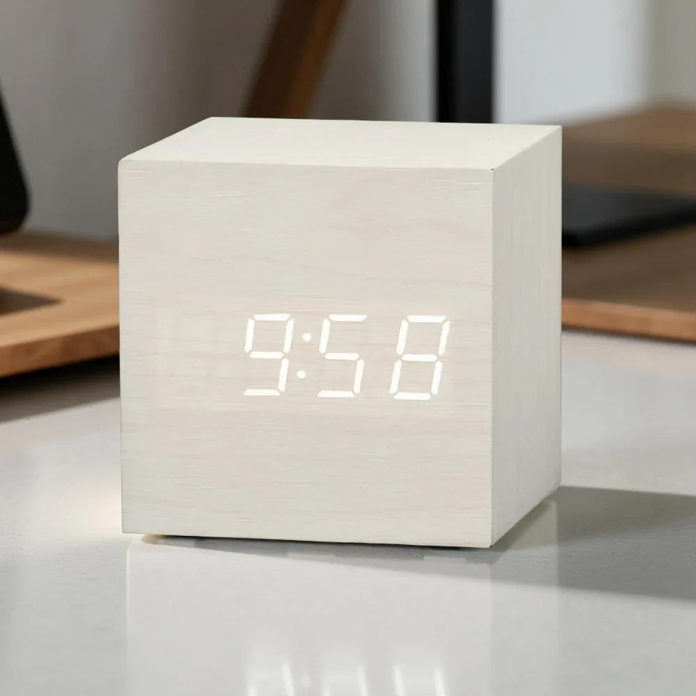 Digital Alarm Clock Compact LED Display USB & Battery