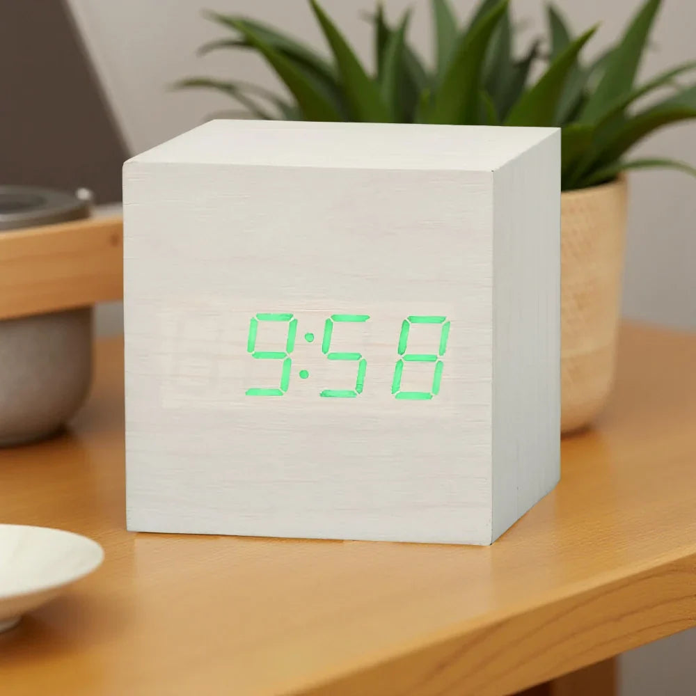 Digital Alarm Clock Compact LED Display USB & Battery