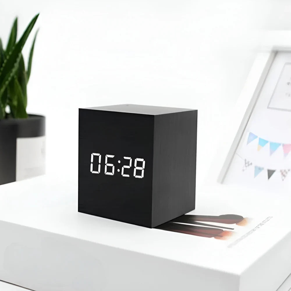 Digital Alarm Clock Compact LED Display USB & Battery