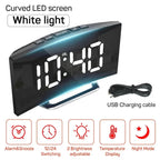 Digital Alarm Clock Large LED Display Silent Operation Mirror Gloss Finish