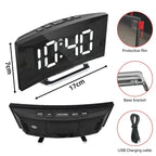 Digital Alarm Clock Large LED Display Silent Operation Mirror Gloss Finish