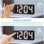 Digital Alarm Clock Large Multicolor LED Display Auto-Dimming