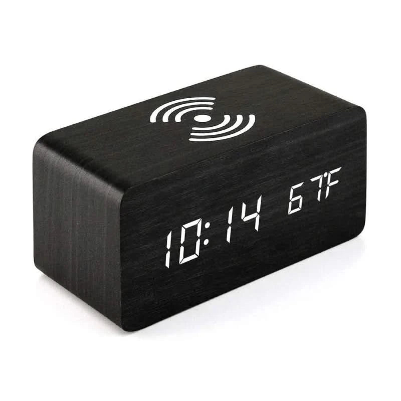 Digital Alarm Clock Wireless Charging Sound Activated Night Mode