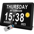 Digital Calendar Clock 11.5-Inch LED Remote & 19 Reminders