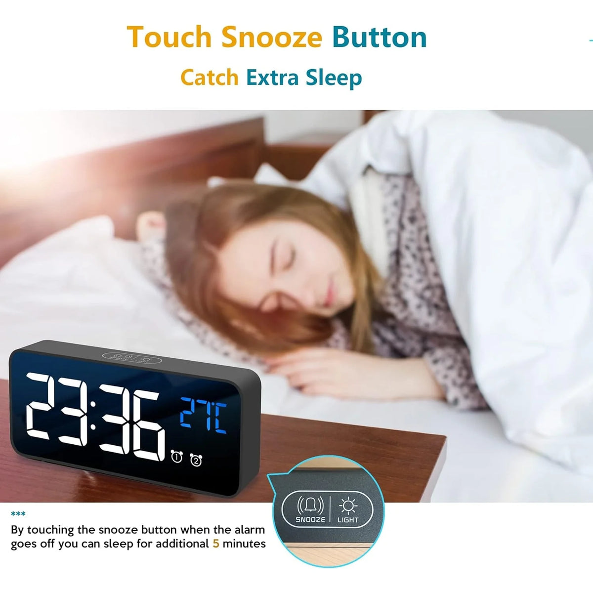 Digital Calendar Clock 11.5-Inch LED Remote & 19 Reminders