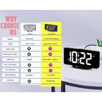 Digital Calendar Clock 11.5-Inch LED Remote & 19 Reminders