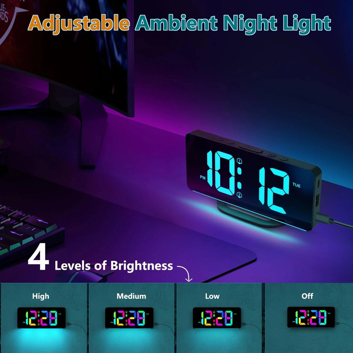 Digital Calendar Clock 11.5-Inch LED Remote & 19 Reminders