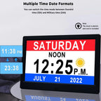 Digital Calendar Clock 11.5-Inch LED Remote & 19 Reminders