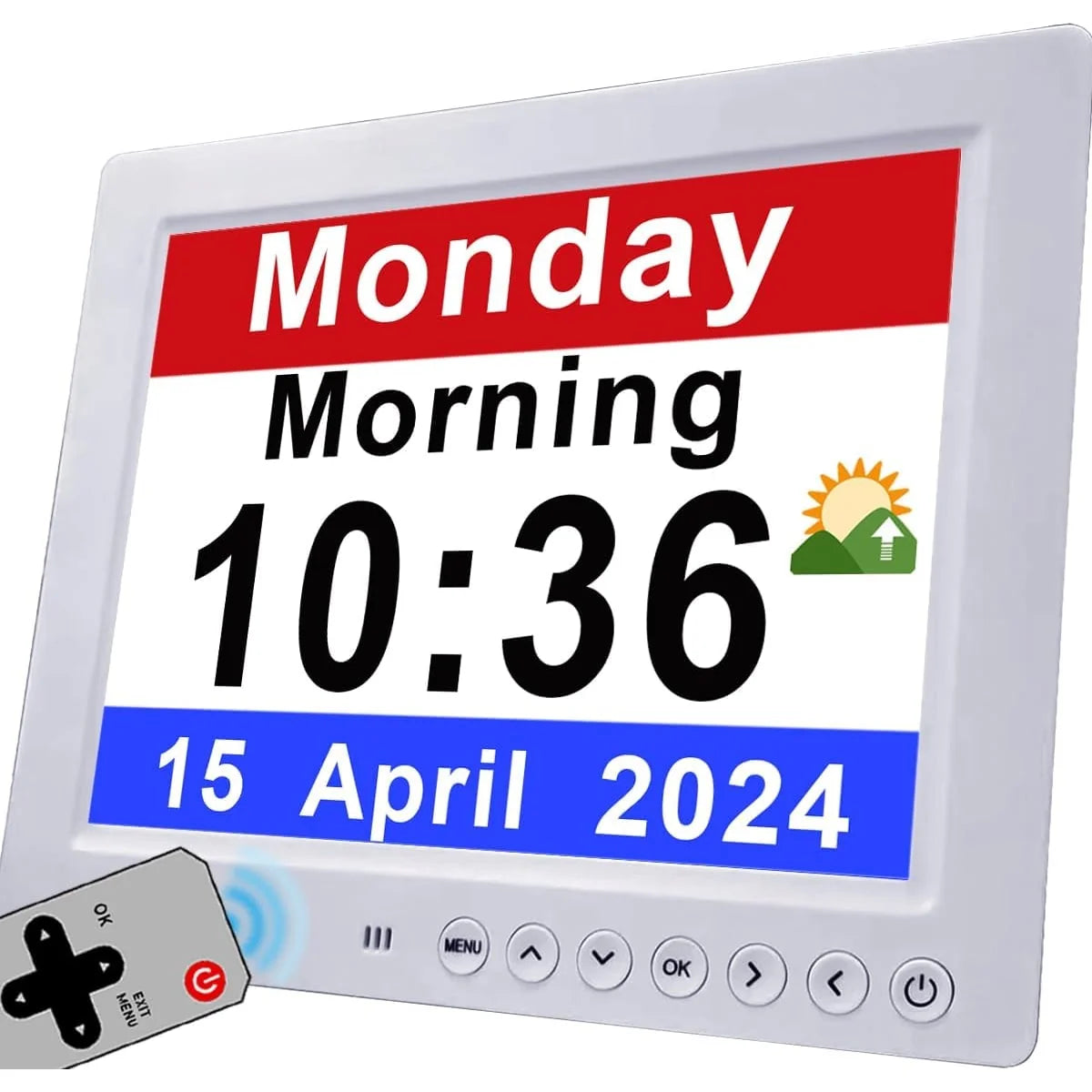 Digital Calendar Clock 11.5-Inch LED Remote & 19 Reminders