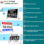 Digital Calendar Clock 11.5-Inch LED Remote & 19 Reminders