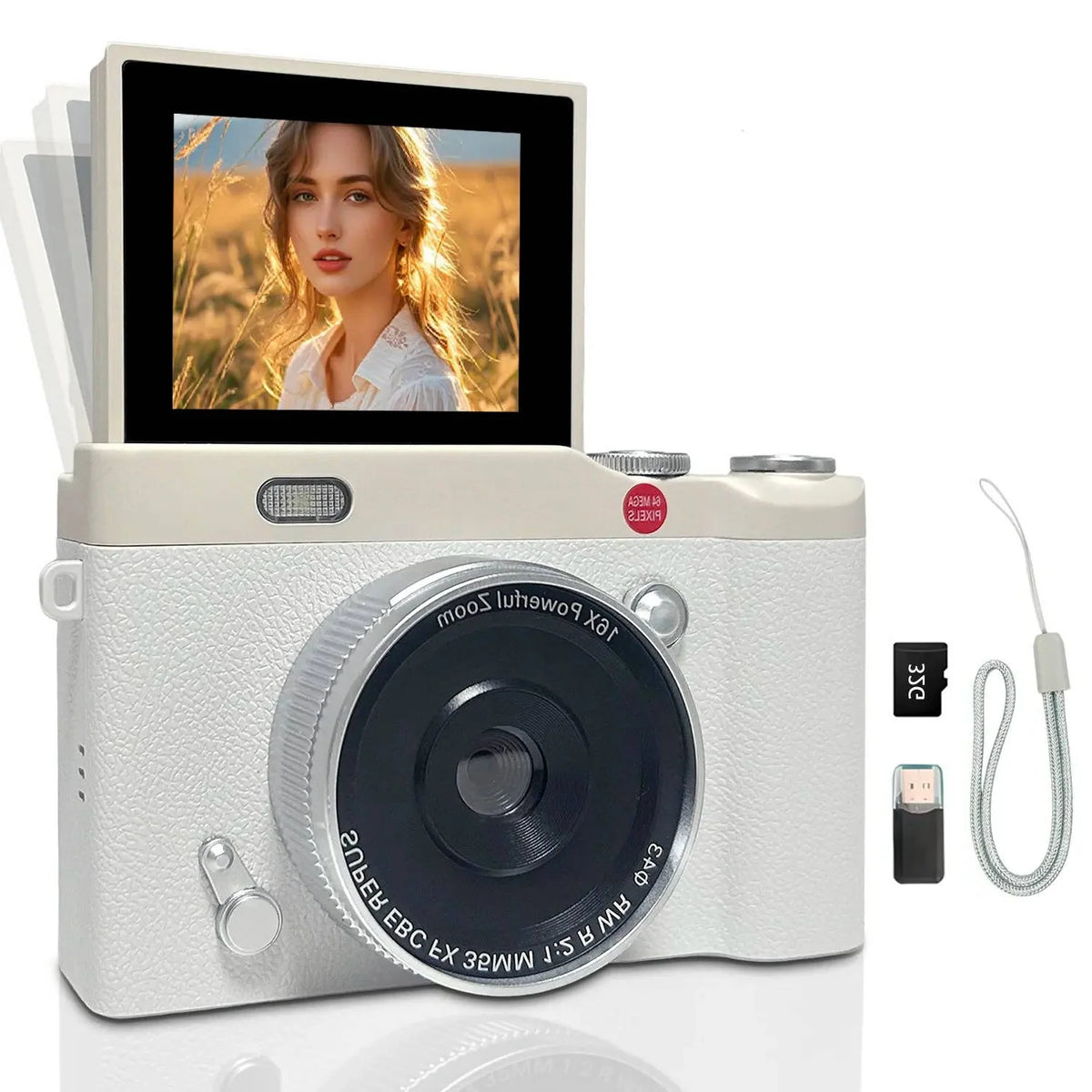 Digital Camera Flip Screen Auto Focus Built-In LED