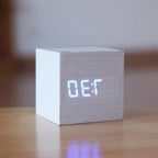 Digital Clock Concealed LED Wood Style Silent