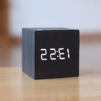 Digital Clock Concealed LED Wood Style Silent