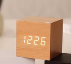 Digital Clock Glowing Numerals Minimalist Wood Battery Powered