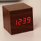 Digital Clock Glowing Numerals Minimalist Wood Battery Powered