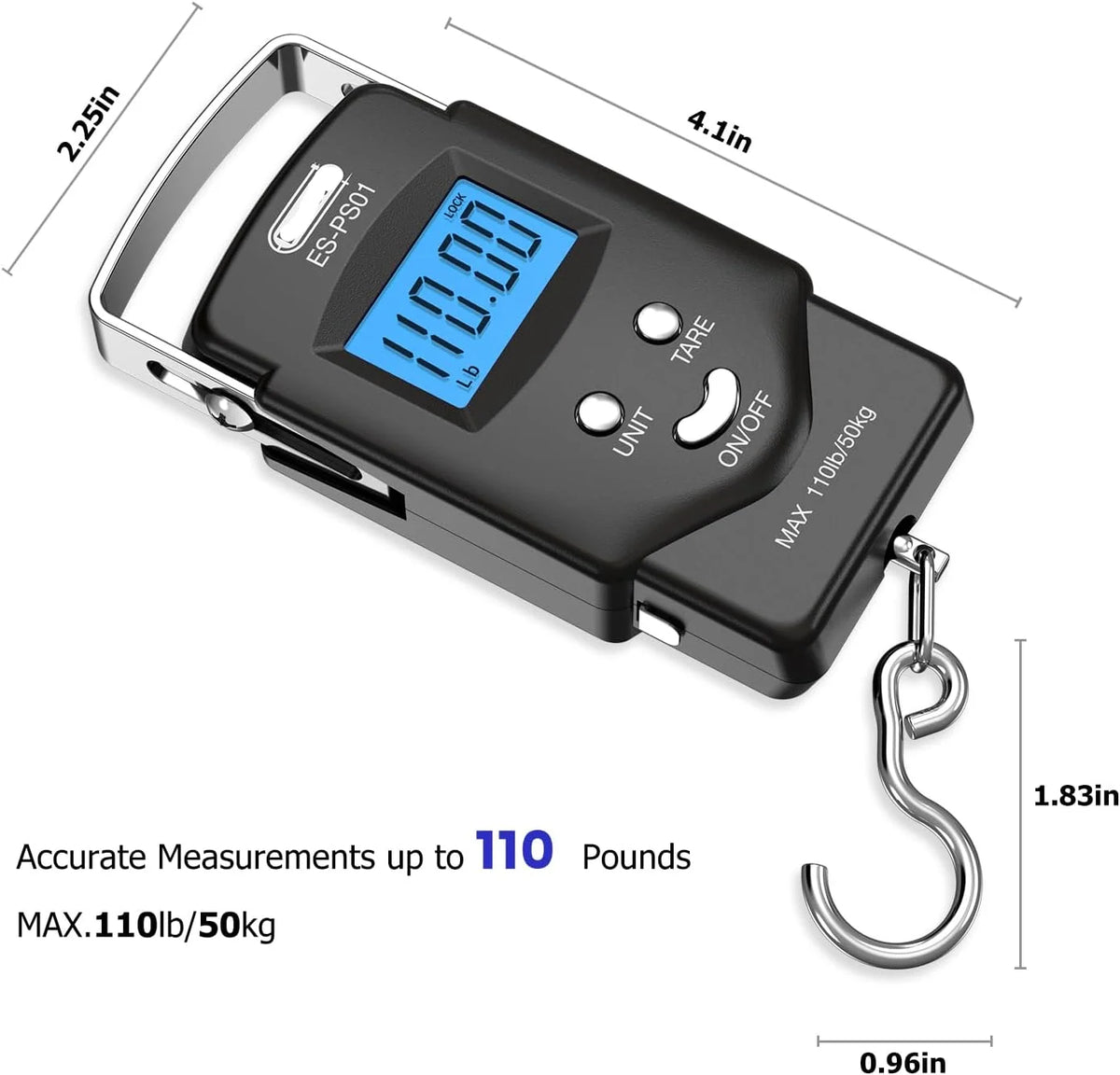 Digital Hanging Scale 110 lb With Tape Measure