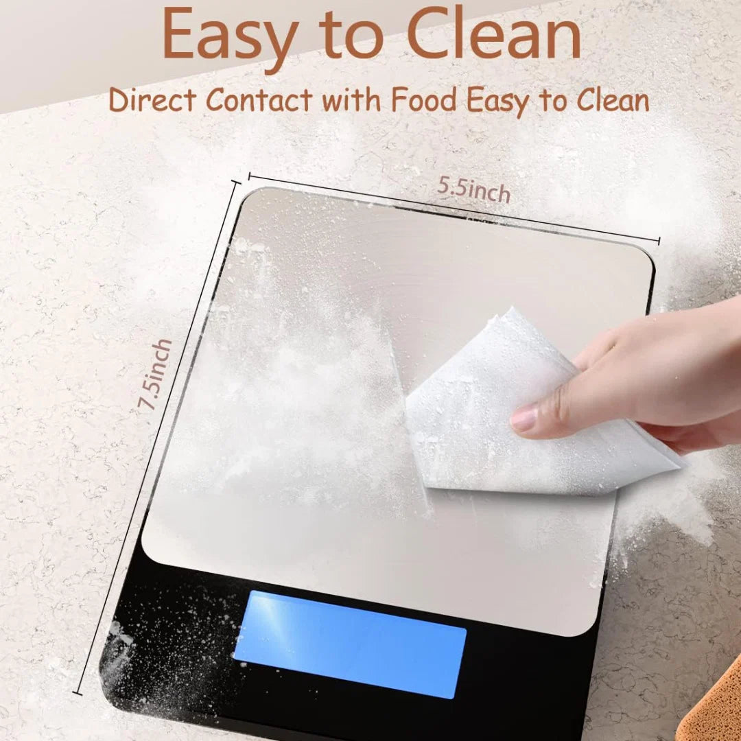 Digital Kitchen Scale Brushed Stainless Steel 33 lb Rechargeable