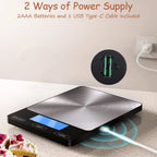 Digital Kitchen Scale Brushed Stainless Steel 33 lb Rechargeable