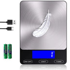 Digital Kitchen Scale Brushed Stainless Steel 33 lb Rechargeable