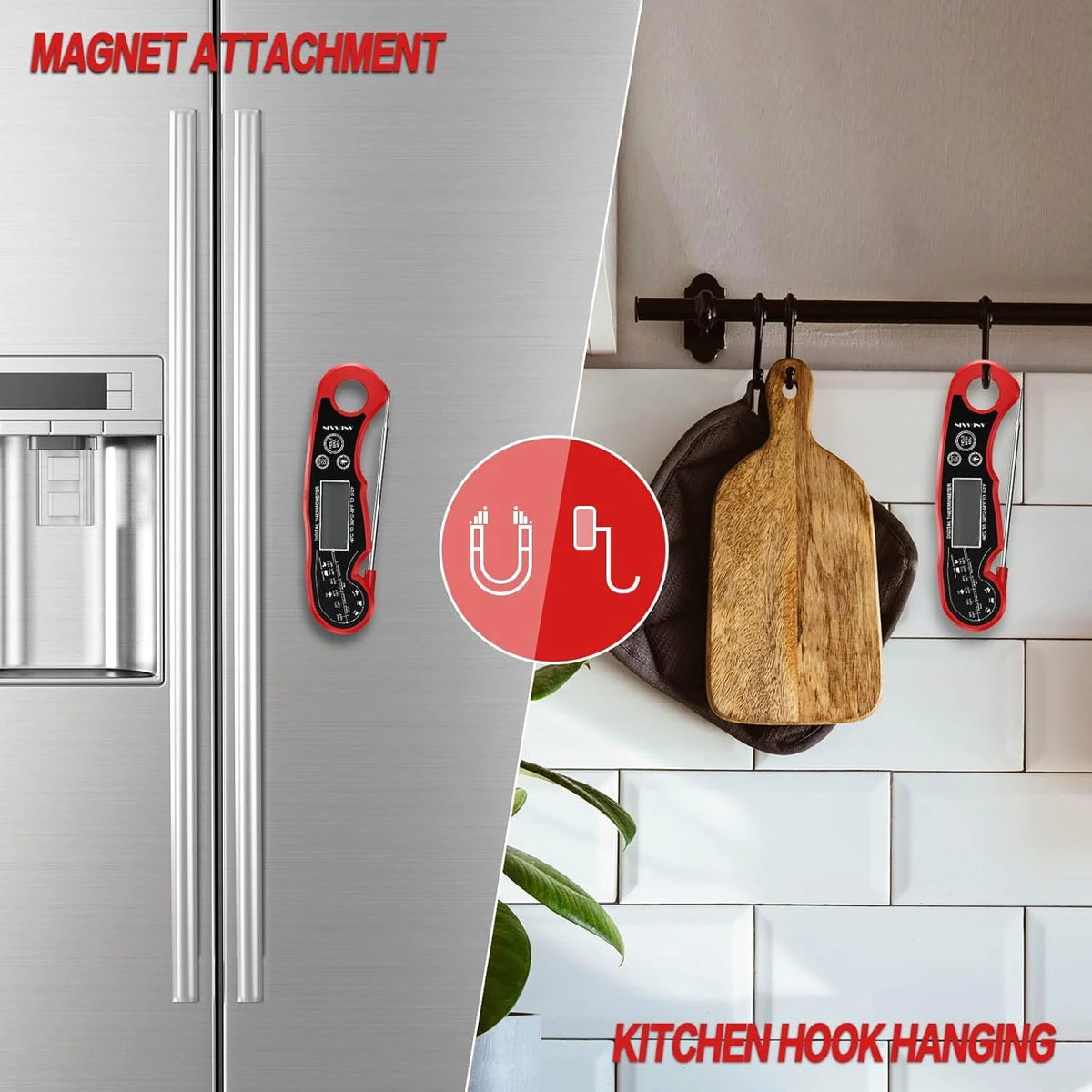 Digital Meat Thermometer Instant Read Waterproof Backlight LCD