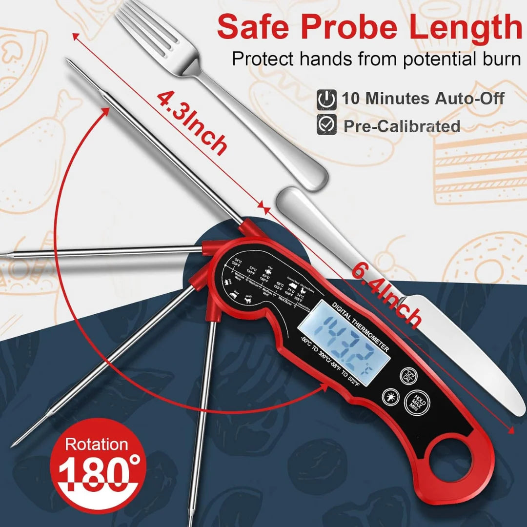 Digital Meat Thermometer Instant Read Waterproof Backlight LCD