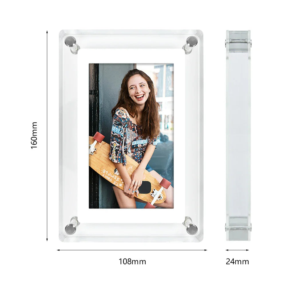 Digital Photo Frame Acrylic Floating 5-Inch IPS Rechargeable