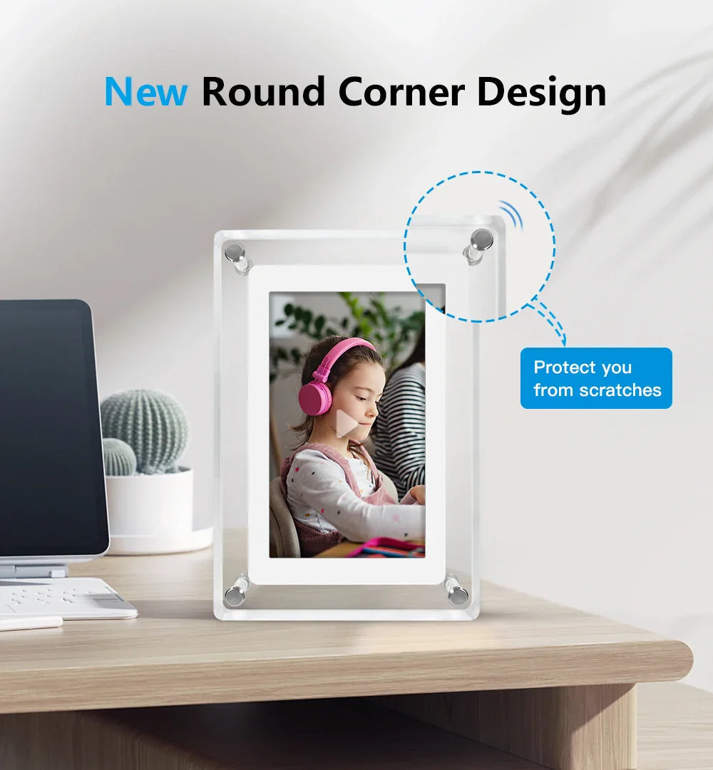 Digital Photo Frame Acrylic Floating 5-Inch IPS Rechargeable