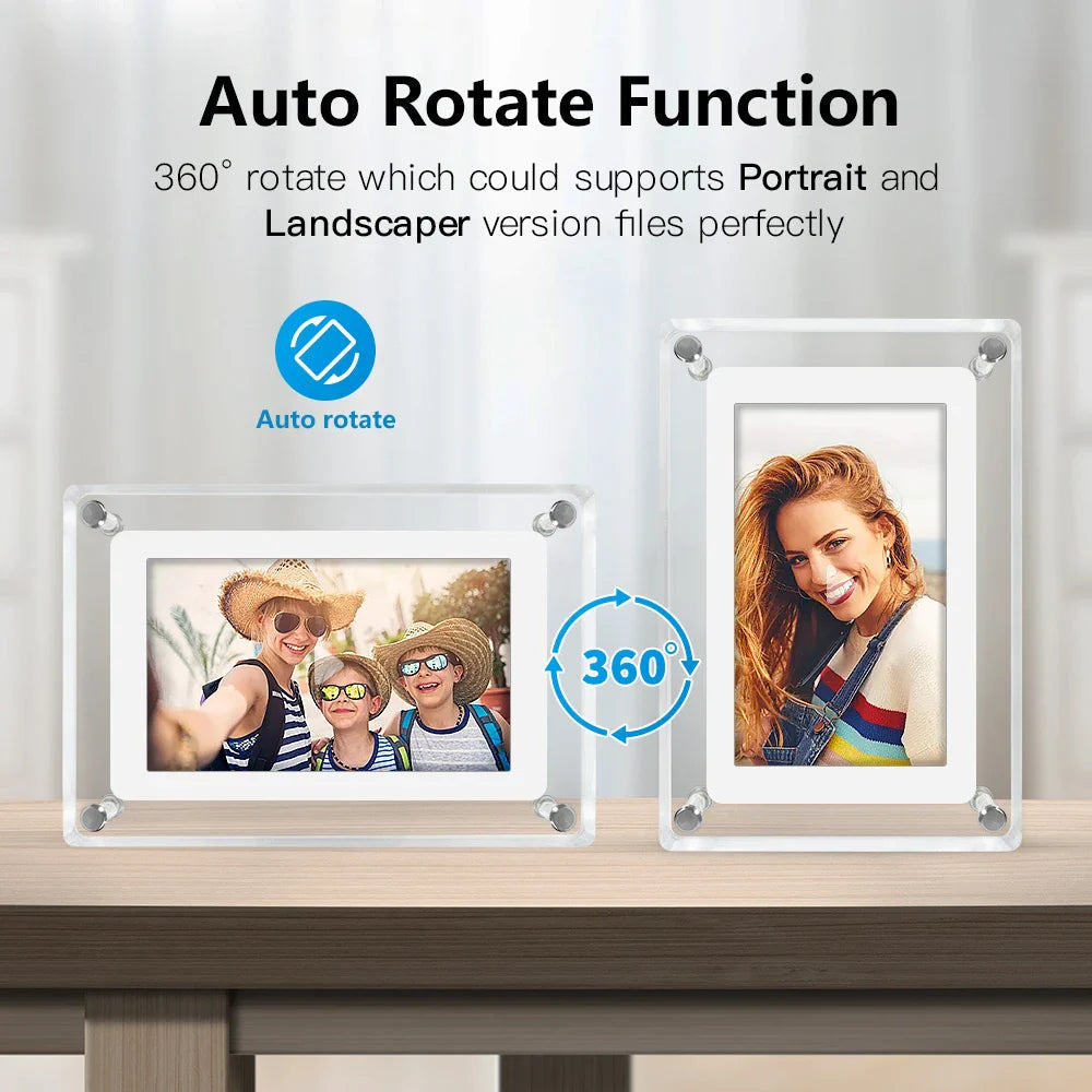Digital Photo Frame Acrylic Floating 5-Inch IPS Rechargeable
