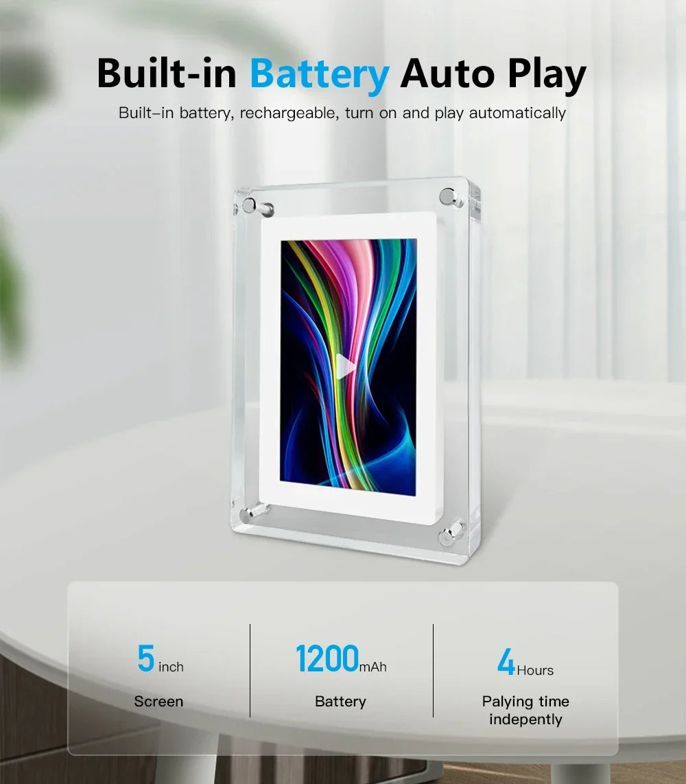 Digital Picture Frame 5-Inch IPS 1080P Rechargeable