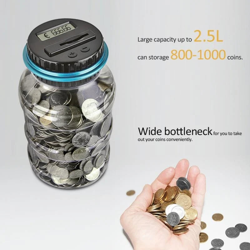 Digital Piggy Bank Transparent Body & Auto Coin Counter
