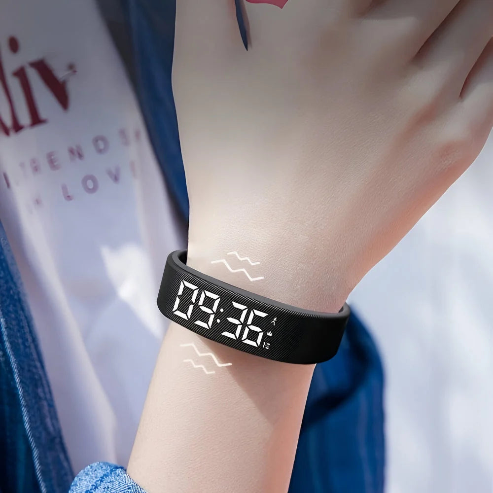 Digital Sports Watch Bright LED Display Waterproof USB Rechargeable