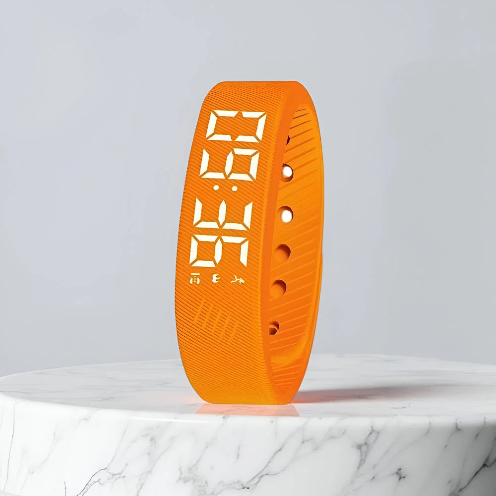 Digital Sports Watch Bright LED Display Waterproof USB Rechargeable