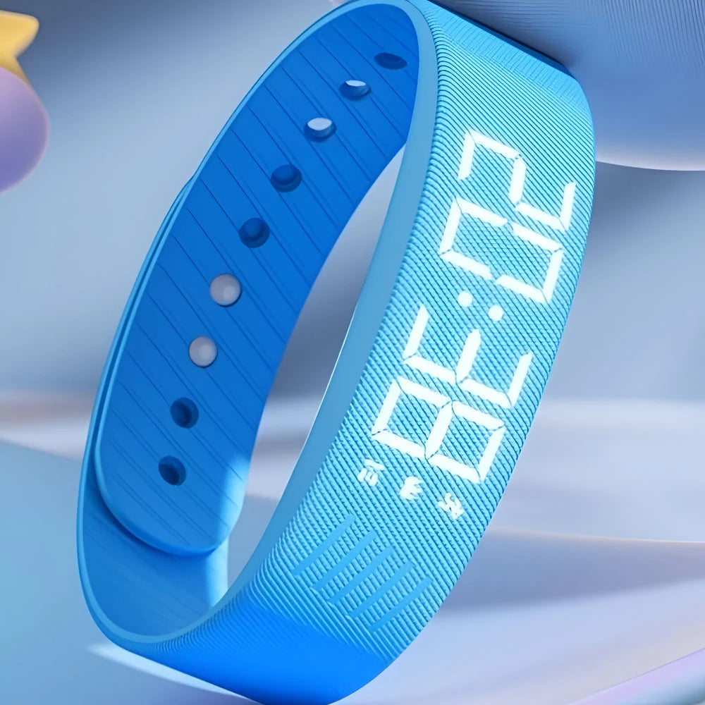 Digital Sports Watch Bright LED Display Waterproof USB Rechargeable